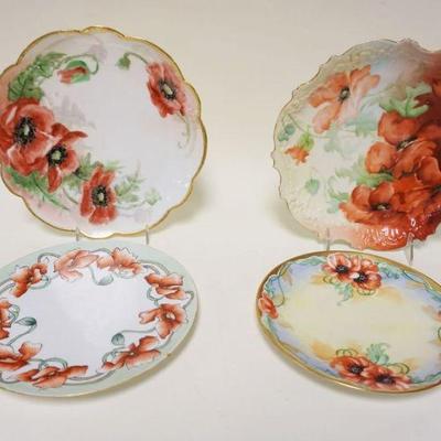 1066	HAND PAINTED CHINA LOT OF 4 DISHES, LARGEST APPROXIMATELY 9 1/4 IN

