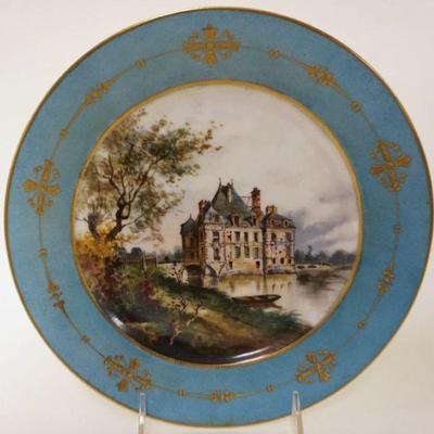 1068	HAND PAINTED PLATE *CHATEAU MONTHELON*, APPROXIMATELY 9 1/2 IN
