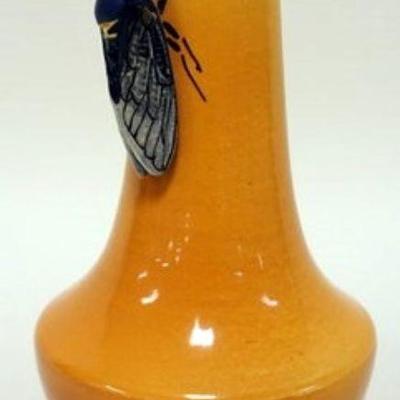 1181	ART POTTERY VASE MARKED MODELE DEPOSE ON BASE WITH A LOCUST ON SIDE, ARTIST SIGNED, APPROXIMATELY 6 1/2 IN H

