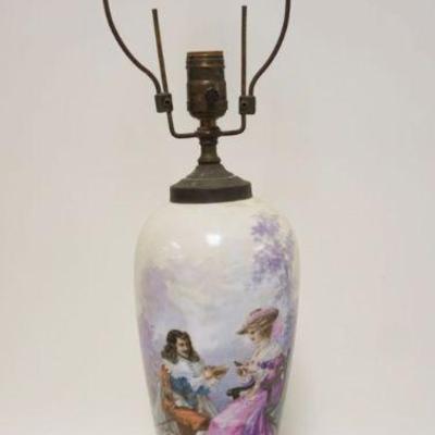 1145	ANTIQUE TABLE LAMP W/IMAGE OF MAN COURTING A WOMAN, APPROXIMATELY 28 IN OVERALL
