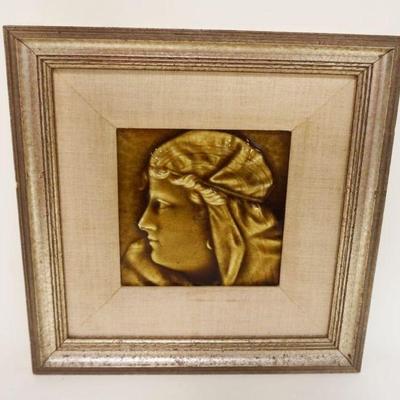 1088	ANTIQUE PORTRAIT TILE FRAMED, APPROXIMATELY 12 IN X 12 IN OVERALL
