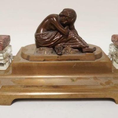 1119	LARGE VICTORIAN FIGURAL INKWELL OF A WOMAN, APPROXIMATELY 7 IN 18 IN X 7 IN HIGH
