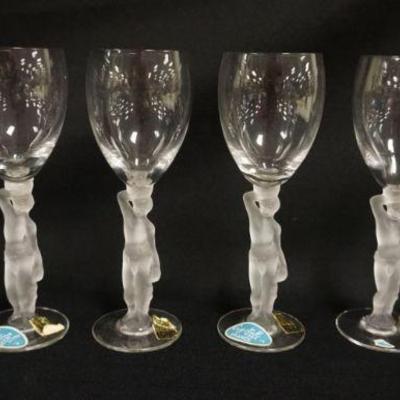 1126	FRENCH ART CRYSTAL FROSTED NUDE STEMWARE 6, APPROXIMATELY 7 1/2 IN HIGH
