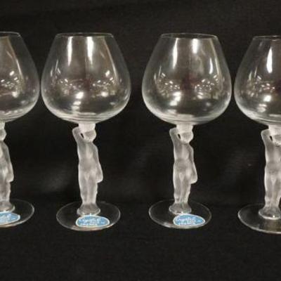1128	FRENCH ART CRYSTAL FROSTED NUDE STEMWARE 6, APPROXIMATELY 8 IN HIGH
