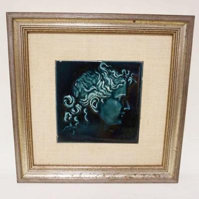1087	ANTIQUE PORTRAIT TILE FRAMED, APPROXIMATELY 12 IN X 12 IN OVERALL
