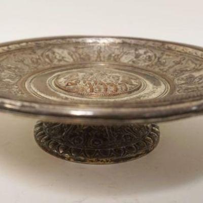 1074	ANTIQUE SILVERPLATE TAZZA W/NEOCLASSICAL IMAGES THROUGHOUT, GEORGE RICHARDS ELKINGTON, APPROXIMATELY 13 IN X 2 1/2 IN HIGH
