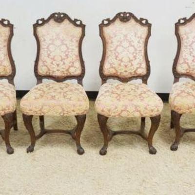 1155	SET OF 6 ANTIQUE WALNUT CARVED DINING CHAIRS, UPHOLSTERED
