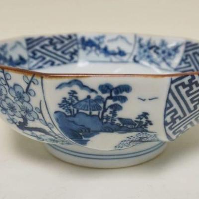1095	ASIAN PORCELAIN BOWL W/PANELED SIDES, APPROXIMATELY 7 1/4 IN X 3 1/4 IN HIGH
