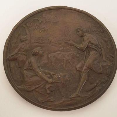 1034	E PICAULT BRONZE PLAQUE, APPROXIMATELY 8 IN ROUND
