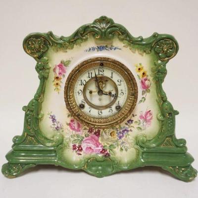 1101	ANSONIA ROYAL BONN LA DROME CHINA CLOCK, APPROXIMATELY 6 IN X 15 IN X 12 IN HIGH
