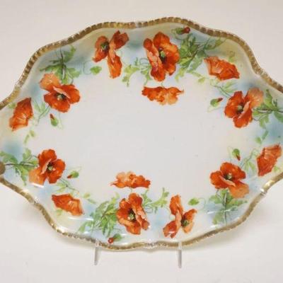 1062	ROYAL RUDOLSTADT HAND PAINTED PRUSSIA TRAY, APPROXIMATELY 12 IN X 8 3/4 IN
