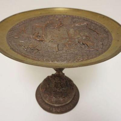 1035	LARGE MIXED METAL TAZZA MARKED DILIGENTIA AT BASE, DEPICTING FINELY DETAILED NEOCLASSICAL SCENES THROUGHOUT, APPROXIMATELY 13 1/4 IN...