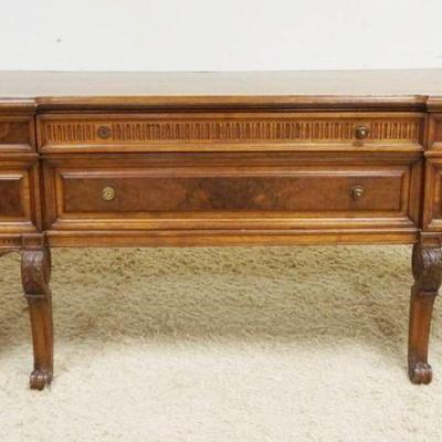 1156	WALNUT SERVER W/8 DRAWERS & 2 DOORS, DRAWERS HAVING BURL FRONTS, IN NEED OF RESTORATION, APPROXIMATELY 84 IN X 24 IN X 33 IN HIGH
