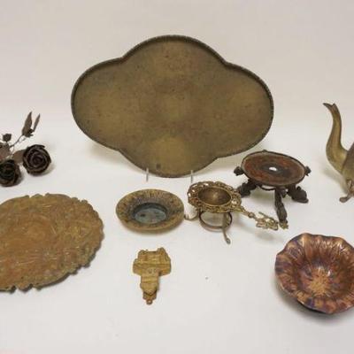 1215	GROUP OF ASSORTED PEWTER, DECORATIVE BRASS & SILVERPLATE ITEMS
