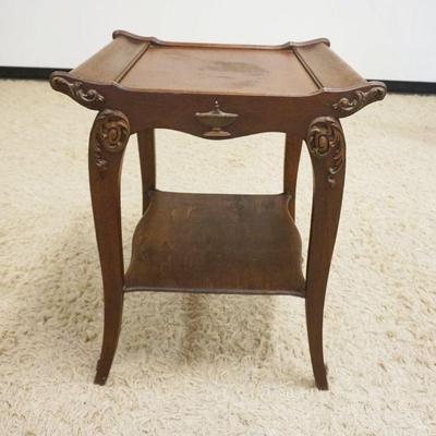 1160	VICTORIAN MAHOGANY LAMP TABLE W/APPLIED CARVINGS OF URNS & SCROLLS, APPROXIMATELY 22 IN X 19 IN X 28 IN HIGH
