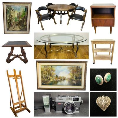 Jewelry, Pink Flintridge China Tableware, Thomasville Furniture, Minitures, Vintage JBL L100 Century Speakers, Sherwood Stereo Receiver,...