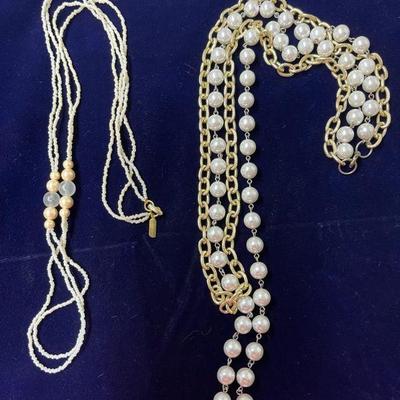 Geoffrey Been seed pearl necklace and pearl & link chain necklace