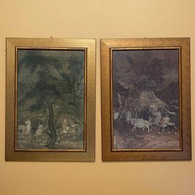 framed vintage Chinoiserie pictures