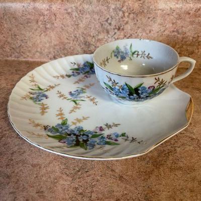 7 piece Metasco Japan shell pattern "Forget - Me - Not" snack set