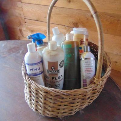 basket with horse supplies