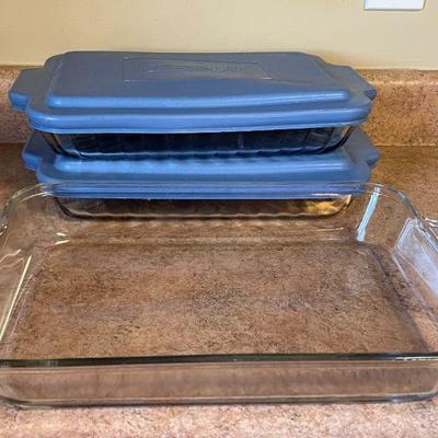 Anchor Hocking ovenware 2- "6x 13" and 1- "10X13"