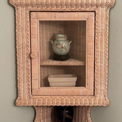 2 pc. wicker corner shelf