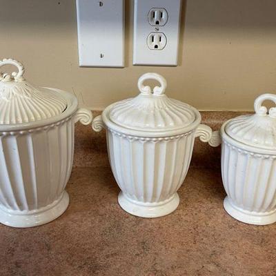 3 pcs. white canister set