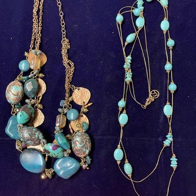 copper and turquois layer necklace / Ed Levin turquoise necklace
