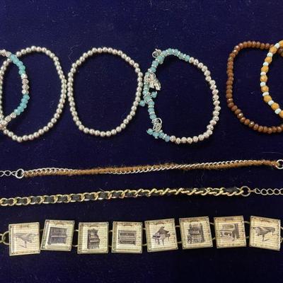 9 assorted bracelets