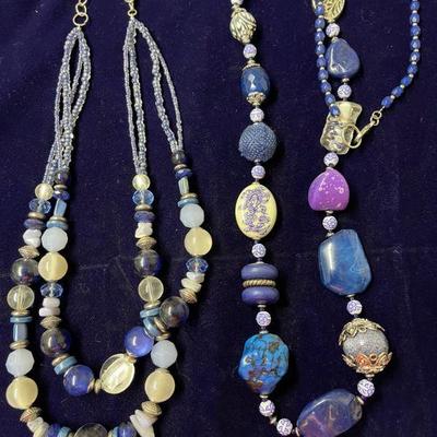 Ruby Rd. chunky multi blue bead necklace and chunky multi color beaded necklace