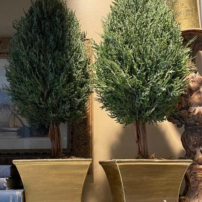 pair of decorative artificial trees