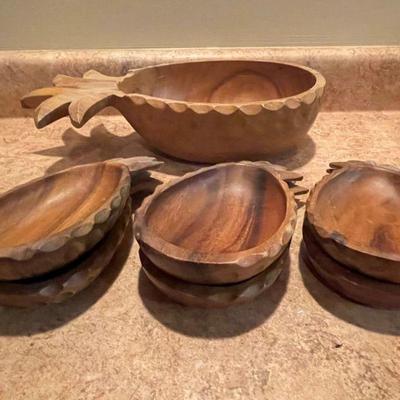 Monkey Pod- from Philippines salad server and 6 bowls