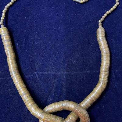 chunky copper stack knoted necklace