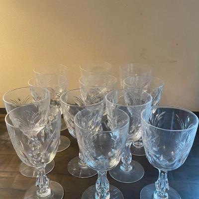 set of 12 crystal water glasses