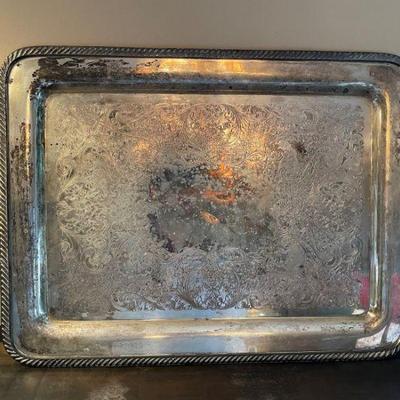 WM Rogers silver tray 23"x17 1/2"