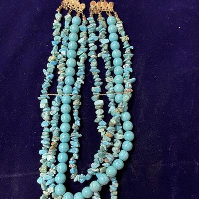 turquoise 4 strand layered necklace