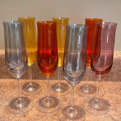 set of 7-fluted champaign glasses