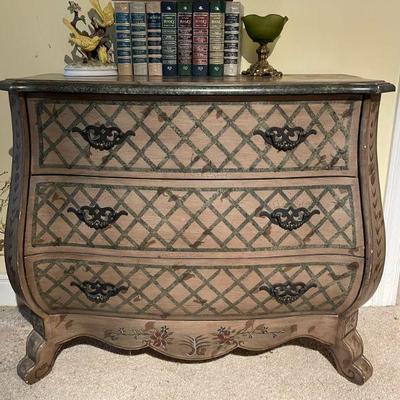 hand painted chest with 3 drawers