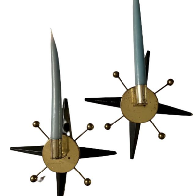 Lot 007
Mid Century Atomic Starburst Candle Wall Sconce (2)