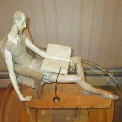 Lladro #1030 Don Quixote Glazed Reclining Chair with Book  