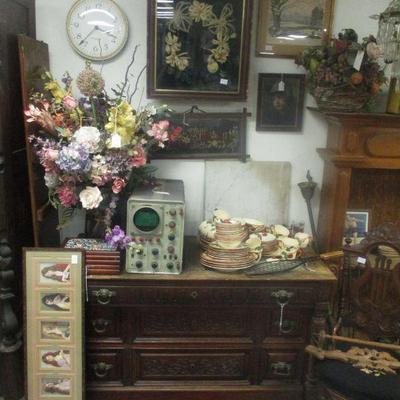 Victorian Dresser, Franciscan Apple China, Victorian Yarn Art