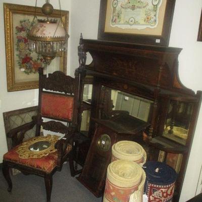 Edwardian Mantel Mirror, Victorian Yarn Art