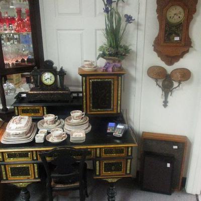 Inlaid Mother of Pearl English ebonized Desk