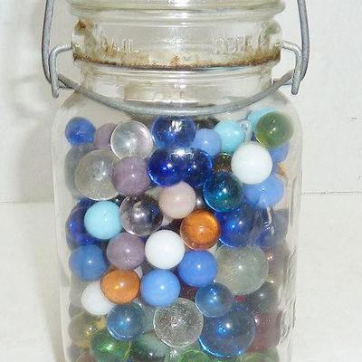 marble LOT in canning jar