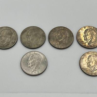(6) Eisenhower Dollar Coins
