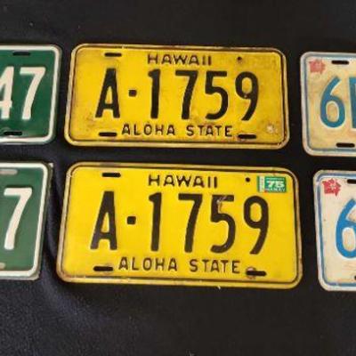 MHT087 - Six Vintage Hawaii State License Plates