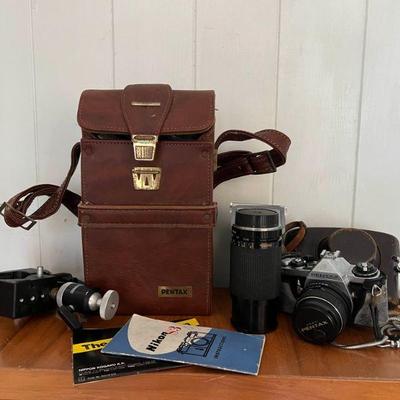 MHT052- Vintage Nikon & Pentax Cameras With Accessories 