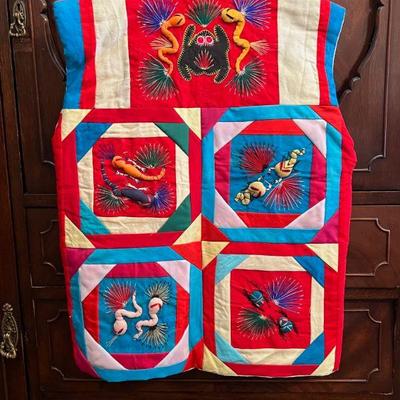 South american embroidered quilted vest back