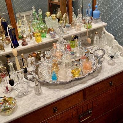 Extensive perfume bottle collection