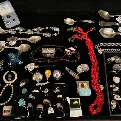 Collection of sterling, coral and other fine jewelry